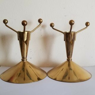 Candlesticks (2) Swedish Ystad Metall Sweden Solid Brass Atomic