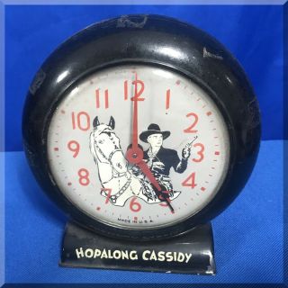 Vintage Hopalong Cassidy On Topper Horse Alarm Clock Circa 1950`s Us Time Corp
