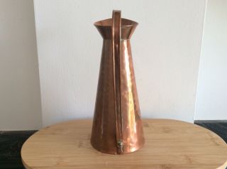 Arts And Crafts Hammered Copper Jug.  Very Elegant Shape. 2