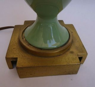 Vintage Dav Art NY Art Deco Lenox Lamp Green Porcelain Ewer With 3 - Way Light 4