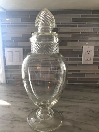 Antique Vintage Columbia Clear Glass Apothecary Jar Candy Display Perfect