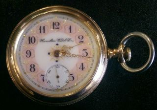 Vintage Hamilton Pocket Watch 18s 17 Jewel C.  1902 10k Gold Filled Case