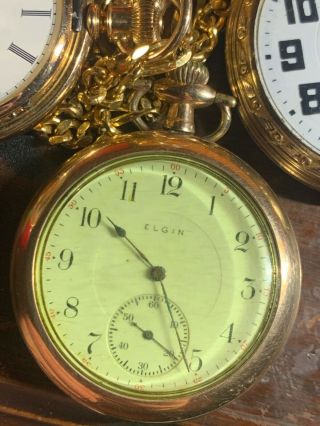 14k Gold Antique Elgin Pocket Watch Floral Engraved Case 18s Grade 317