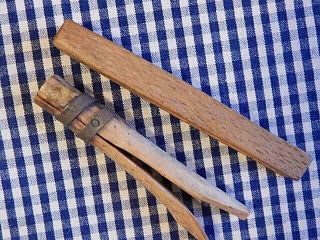 2 OLD VINTAGE CLOTHES PINS,  HAND - MADE,  UNUSUAL 3