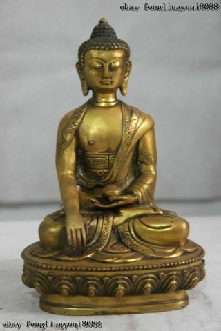 8 Tibet Buddhism Copper Bronze Gild sakyamuni Shakyamuni Tathagata Buddha Statue 3
