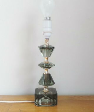 Vintage Retro Murano Glass Table Lamp - Facet Cut Lamp - 13.  25 "