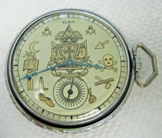 Elgin Masonic Pocket Watch Serviced And Running Strong