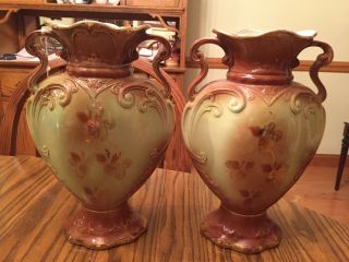 VINTAGE ANTIQUE ENGLISH HAND PAINTED MANTLE VASES WITH HORSES 4