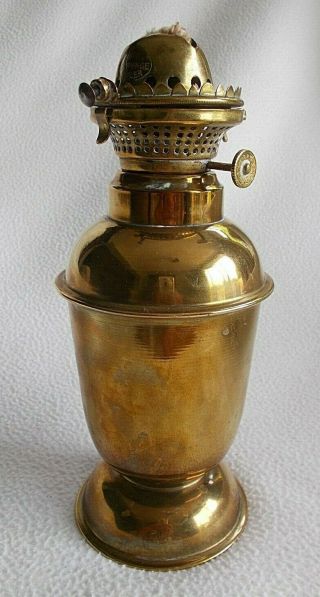 Vintage / Antique Brass Oil Lamp Sherwood Starhinge / Star Hinge Burner And Font