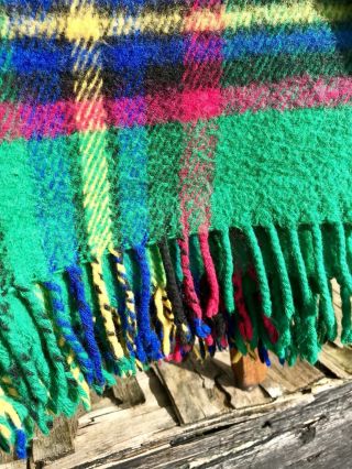 Vintage 60 ' s 70 ' s Green Tartan Blanket Picnic Blanket/Throw Goodwood 6