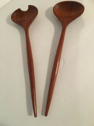 Vintage Mid - Century Modern Teak 7 Piece Salad Set Made in Denmark by KENJI 4