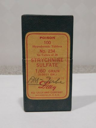 Vintage Eli Lilly Strychnine Sulfate 1/60 Gr.  Tablets In Tube (poison)