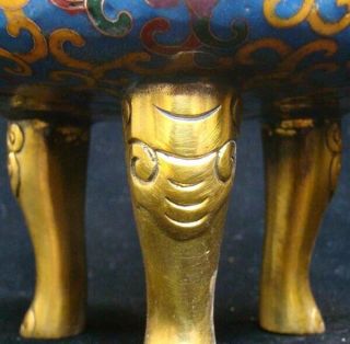 Handmade Carving Statue Elephant Brass Cloisonne Enamel Incense Burner 03 4