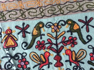 Vintage Indian Crewel Work Wool Cover Fabric 47 