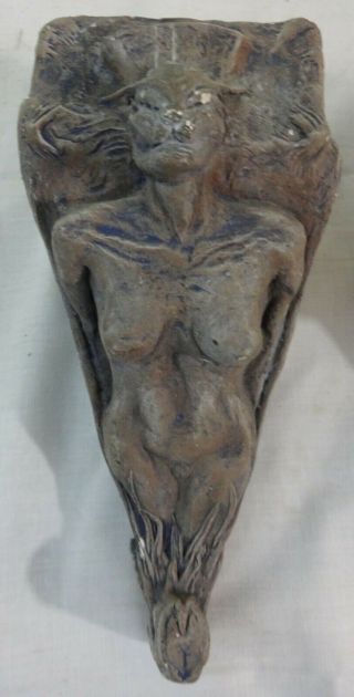 Contemporary Plaster Corbels Macabre Demon Depiction Signed & Dated 2