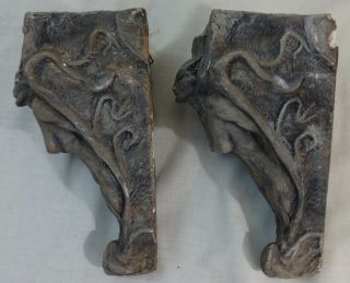 Contemporary Plaster Corbels Macabre Demon Depiction Signed & Dated 4