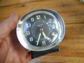 Vintage Westclox Baby Ben Alarm Clock,  Model Plastic Chrome Black Luminous Hands