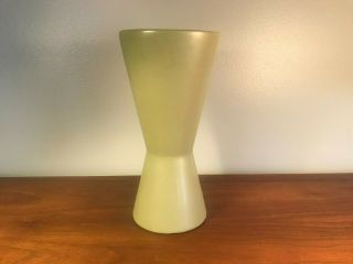Vintage Mid Century Modern Atomic Double Cone Green Matte Ceramic Planter Vase