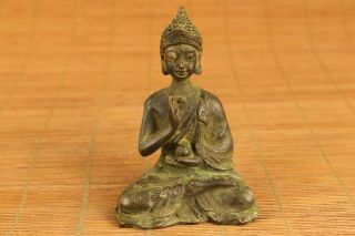 Chinese Old Bronze Tibetan Buddha Statue Figure Collect Table Decoration