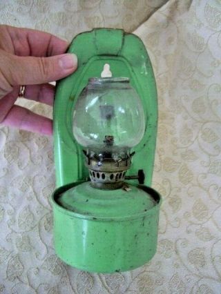 VINTAGE WALL HANGING GREEN PARAFIN LAMP 17cms Tall GWO VINTAGE 3