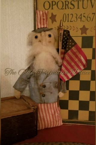 Primitive Uncle Sam Stump Doll American 4th Of July