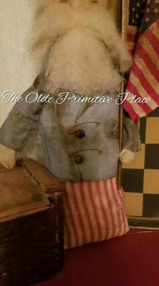 Primitive Uncle Sam Stump Doll American 4th of July 3