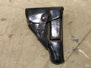 97d Wwii German Walther Pp Ppk Leather Holster - Black