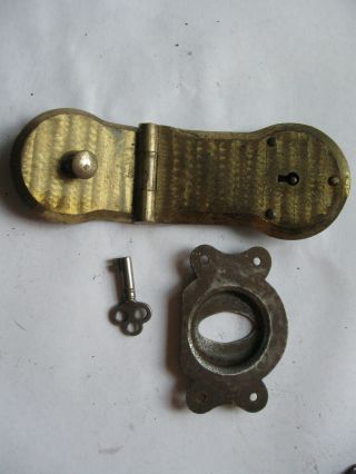 Antique Steamer Trunk Parts Brass Star Lock W/key