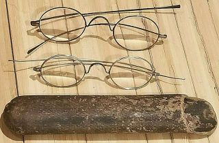 Victorian Antique Spectacle Eye Glasses Eyeglasses Thin Long Wire Spectacles