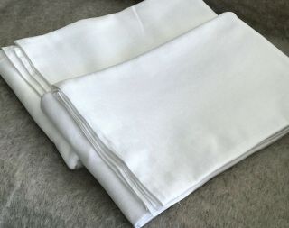 Antique Vintage Pair (2) Cotton Twill Sheets Single Bed Winter - Weight,  White