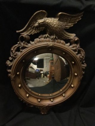 Antique Federal Eagle Convex Bullseye syroco Mirror A 2