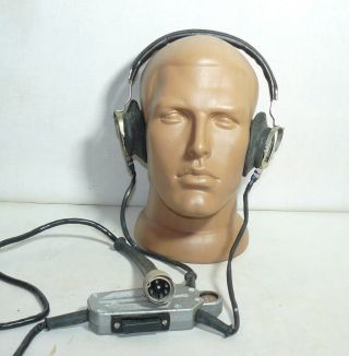 Soviet Russian Vintage Military Radio Headphones Ta - 56m Microphone Ussr Headset
