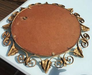 1950s Vintage Retro Gilt Metal Swirl Decoration Convex Mirror 5