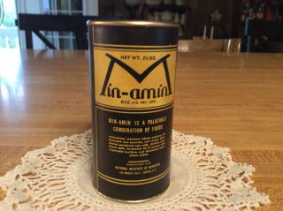 Unusual,  Vintage 1930’s Min - Amin Tin,  Quack Medicine For Weight Loss/weight Gain