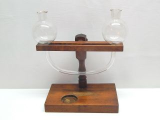 Antique 19th C.  Laboratory Scientific Wood & Glass Apparatus Instrument