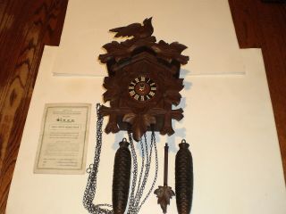 Vintage German Cuckoo Clock Regula Pine Cone Weights Heco Henry Coehler 1140