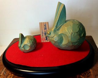 Fine Vintage Chinese Bronze Brass Year Of The Rabbit Sculpture Signed Boxed