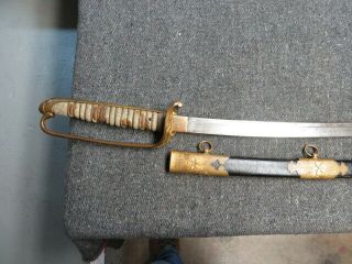 PRE WWII JAPANESE NAVY MODEL 1883 OFFICER COMBAT SWORD - SIGNED TANG 3
