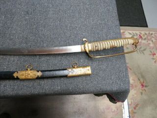 PRE WWII JAPANESE NAVY MODEL 1883 OFFICER COMBAT SWORD - SIGNED TANG 7