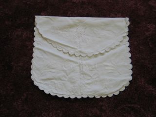 Charming Antique Envelope Pillowcase Sham Whitework Embroidery " Cm " Monogram