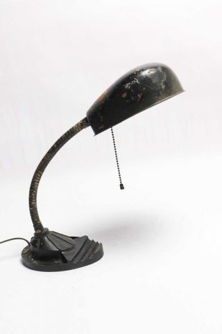 Vintage Art Deco Art Nouveau Goose Neck Metal Desk Lamp Office
