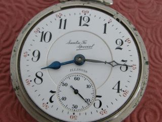 ILLINOIS 16 SIZE SANTA FE SPECIAL 21 JEWELS DIAL,  RUNNING EXAMPLE 2