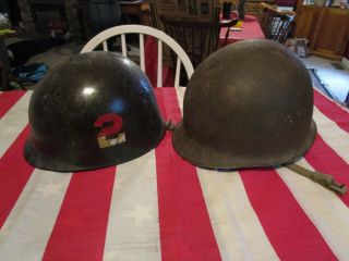 Ww2 Us Army M1 Front Seam Fixed Bale Steel Pot Helmet W/ Liner 160b Heat Stamp
