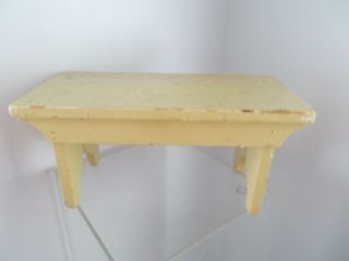 Stool Vintage Wooden Wood Handmade Yellow Stool Shabby Chippy Paint
