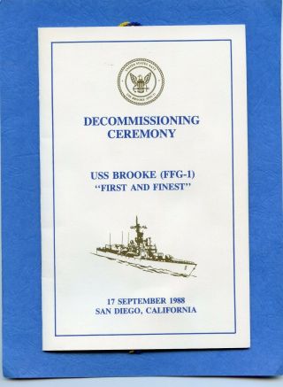 Uss Brooke Ffg 1 Decommissioning Navy Ceremony Program