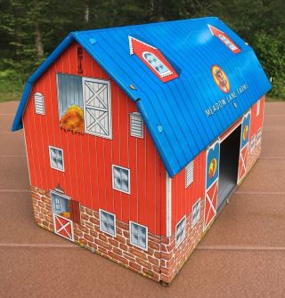 Meadow Lane Farms Barn Tin Litho Ohio Art Vintage Toy