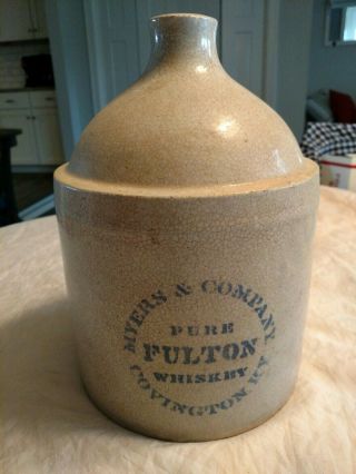 Antique Myers And Company Fulton 1 Gallon Stoneware Whiskey Jug