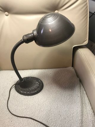 Vintage Flexible Goose Neck Desk Lamp Cast Iron Base