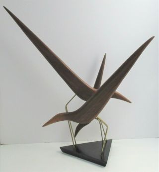 Vintage Val Robbins Rimrock Teak Birds Sculpture,  Signed