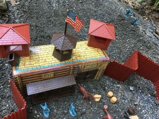 Vintage 1960’s Marx Fort Apache Playset - Metal (building & Flag) & Plastic